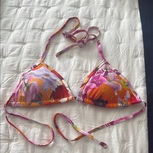 Aerie Floral Triangle Bikini Top